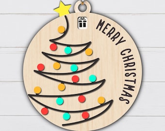 Christmas Countdown Ornament SVG, Christmas Lights Svg, Tree Svg, Days Until Christmas Svg, Countdown Calender, Laser Cut Files, Glowforge