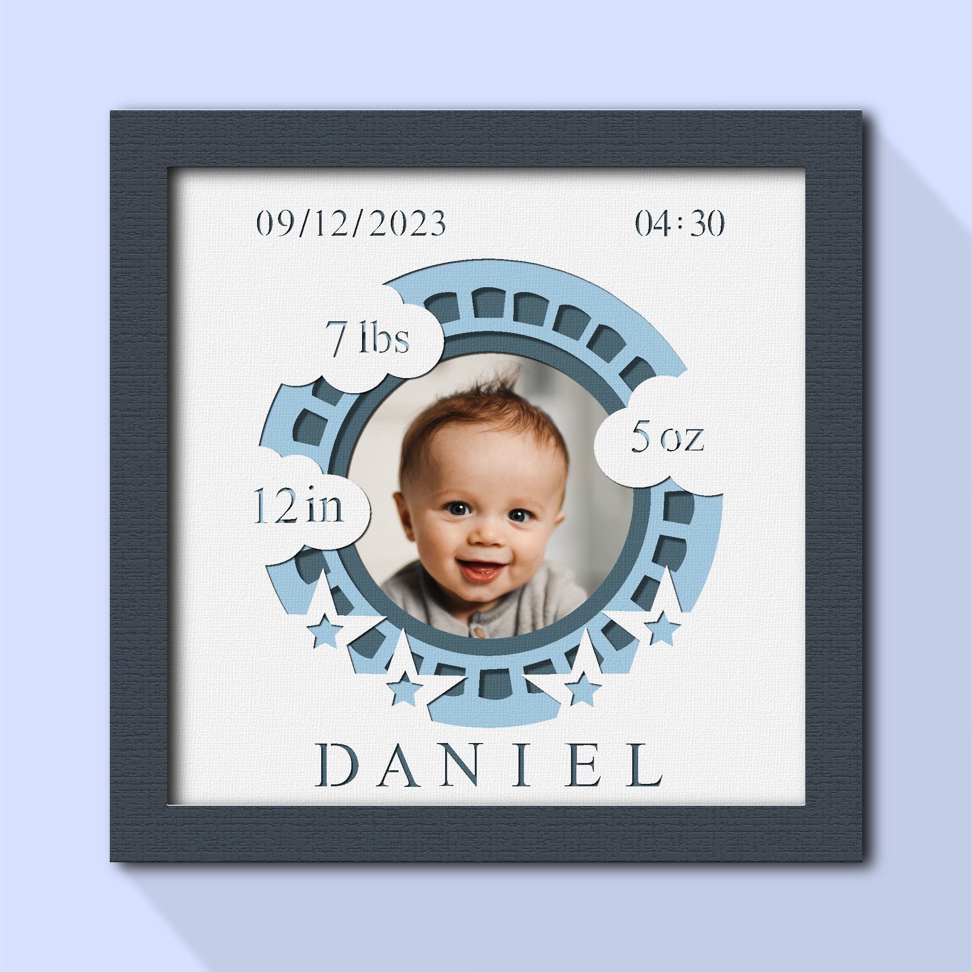 3D Baby Stats Shadow Box Svg, Baby Birth Shadow Box, Custom Name SVG, 3d Baby Photo, Baby Shower Shadow Box Svg, Baby Name Sign Svg, Frame