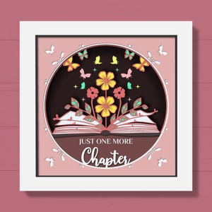 Livro 3D com caixa de sombra de borboletas, livro 3D com flores Svg, caixa de sombra de leitura, corte de papel em camadas florais, apenas mais um capítulo Svg, Cricut