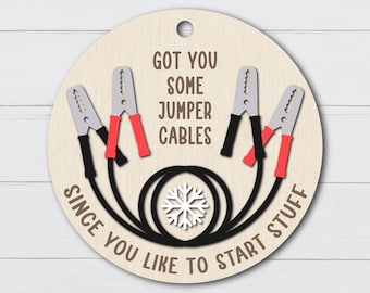 Jumper Cables Ornament Svg, Fun Sassy Ornament, Christmas Ornament for Friends Coworkers, Sarcastic Holiday Gift, Glowforge, Laser Cut Files