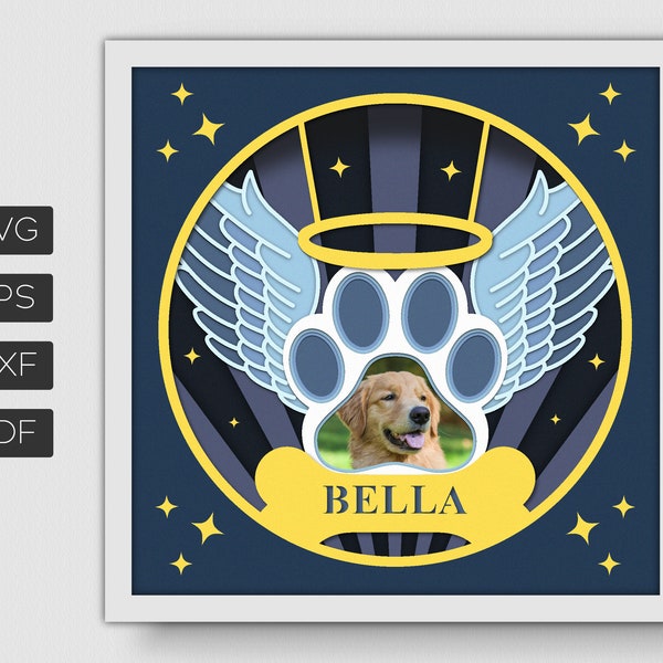 3D Pet Memorial Shadow Box, Personalized Pet Shadow Box, Angel Wings with Paw, Customizable Gift, Custom Memorial Gift, Dog Shadow Box, Svg 3D Pet Memorial Shadow Box, Personalized Pet Shadow Box, Angel Wings with Paw, Customizable Gift, Custom Memorial Gift, Dog Shadow Box, Svg