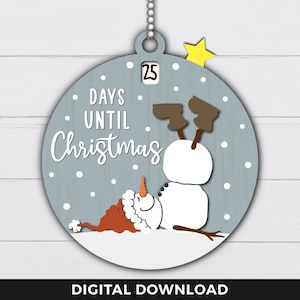 Cuenta regresiva navideña de muñeco de nieve SVG, Adorno Svg, Días hasta Navidad Svg, Adorno Svg, Calendario de cuenta regresiva Svg, Archivos cortados con láser, Glowforge