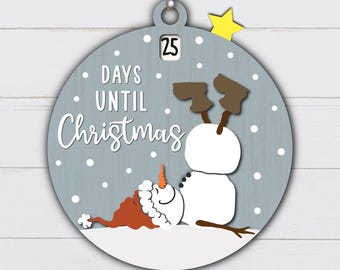 Snowman Christmas Countdown SVG, Ornament Svg, Days Until Christmas Svg, Bauble Svg, Countdown Calender Svg, Laser Cut Files, Glowforge