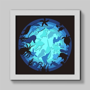 3D Underwater Shadow Box Svg, Ocean Shadow Box, Under The Sea Svg, 3D Aquarium Layered Cut File, 3d ocean SVG, Shark SVG, Corals Svg, Sea Svg