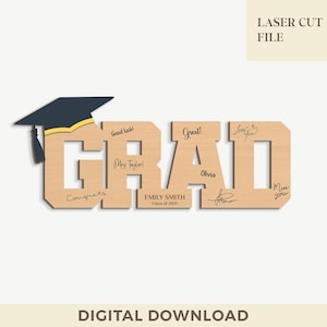 Signe signature de l'obtention du diplôme Svg laser, Svg signature des diplômés, Svg de la promotion 2025, cadeau souvenir pour diplômés, Glowforge, fichiers découpés au laser