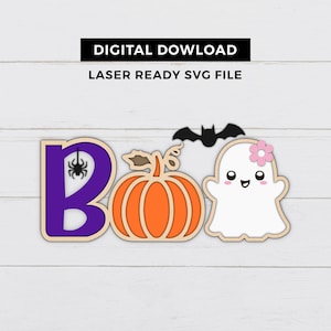 Halloween Boo Laser Svg, Pumpkin Ghost Svg, Halloween Laser Cut Files, Bat Spider Laser Svg, Cute Ghost Svg, Halloween Home Decor