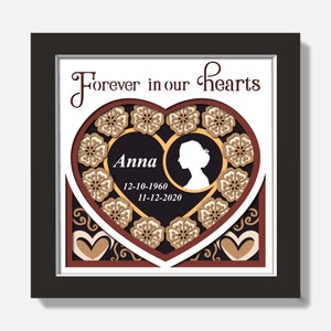 Scatola commemorativa 3D personalizzabile in formato SVG, file commemorativo 3D per la famiglia, cornice per foto 3D, regalo commemorativo, svg personalizzato, per Cricut, Silhouette