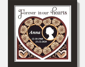 Customizable 3D Memorial Shadow Box Svg, Family Memorial 3D File, Photo Frame 3D, Memorial Gift, personalized svg, For Cricut, Silhouette