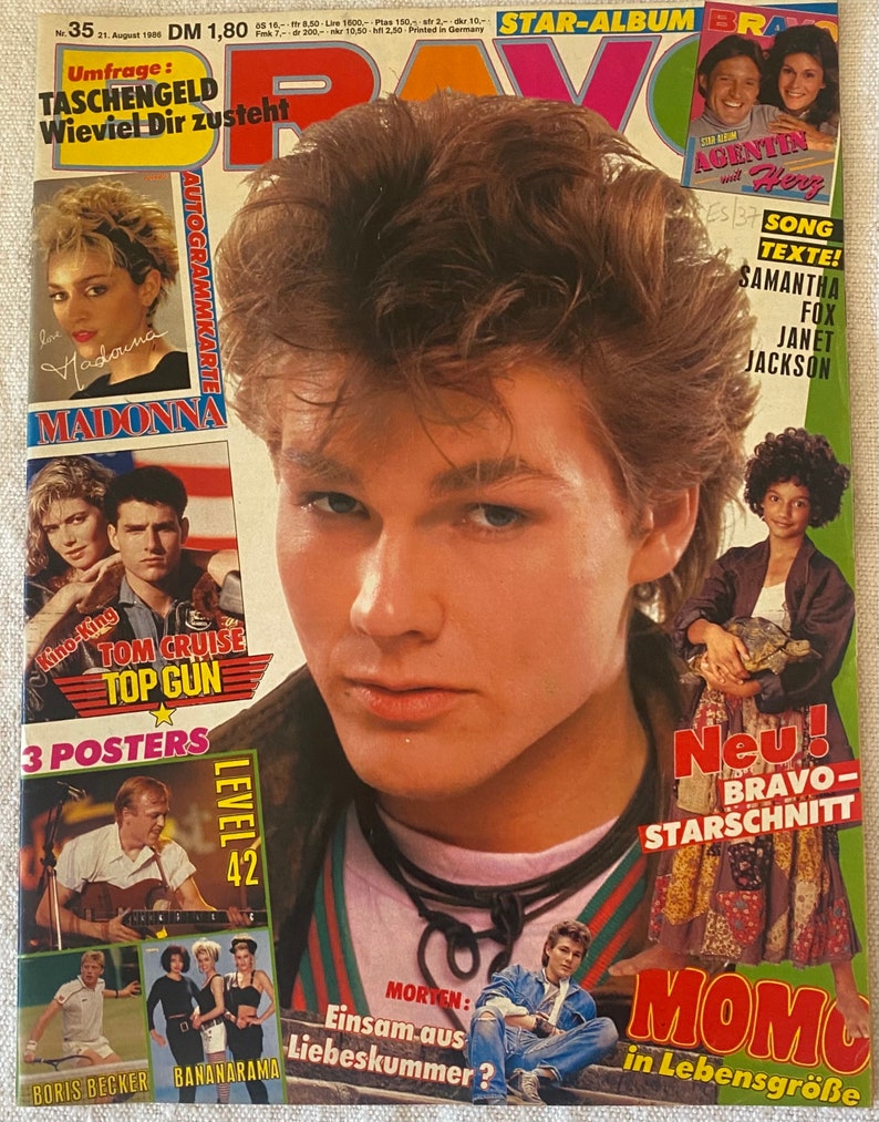 Vintage BRAVO 35/1986 Europe, Madonna, Tom Cruise, Morten Harket, Andy McCarthy image 1