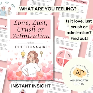 Love feelings, Relationship Questionnaire, Counselling Resources, Therapy Worksheets, Healthy relationships Workbook, Psychology Handout,