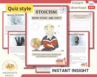Stoicism Questionnaire, Psychology Worksheet, Journal, Workbook, Handbook, Therapy Resources, Personal Growth Worksheets, Growth Mindset