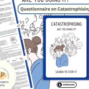 Catastrophising Questionnaire, Psychology Worksheet, Counselling and Therapy Resources, Psychology Tools, Mental Health Worksheets, Emotions