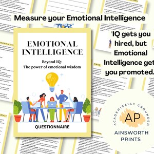 Emotional Intelligence Questionnaire, Psychology Worksheet, Counselling Resources, Therapy Handbook, Emotions, Feelings, Positive Psychology