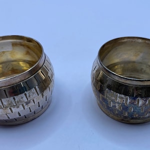 Vintage Silver Hammered Napkin Holder - Pair