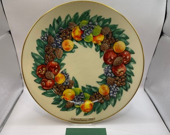 1988 Lenox Colonial Christmas Wreath Delaware Plate