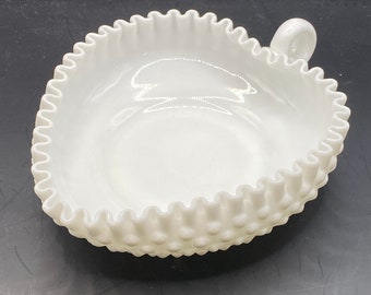 Milk Glass Heart Shaped Bowl