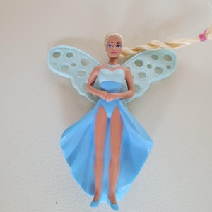 2002 Mattel Barbie Fairy Figurine – 5&quot; Doll with Blue Wings & Braided Hair – Vintage Mini Barbie Toy