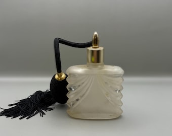 Vintage Clear Glass Perfume Bottle | Atomizer | 3" Tall Vanity Decor