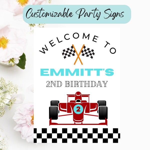 TWO FAST Party Signs! Add an extra touch of custom to your party with these editable party signs! Boys Birthday Party, Race Car, Two Fast