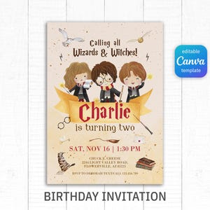 Wizard Birthday Invitation, printable Wizard Party Invite, Witches Invitation, editable Magical evite template, Magical Birthday boy girl