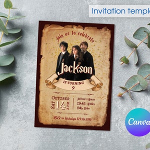 Wizard Birthday Invitation, printable Wizard Party Invite, Witches Invitation, editable Magical evite template, Magical Birthday boy girl