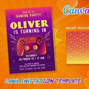 Gamer Invite, Gaming birthday Invitation, video Game invitation, editable Game player boy invite, printable party invitation