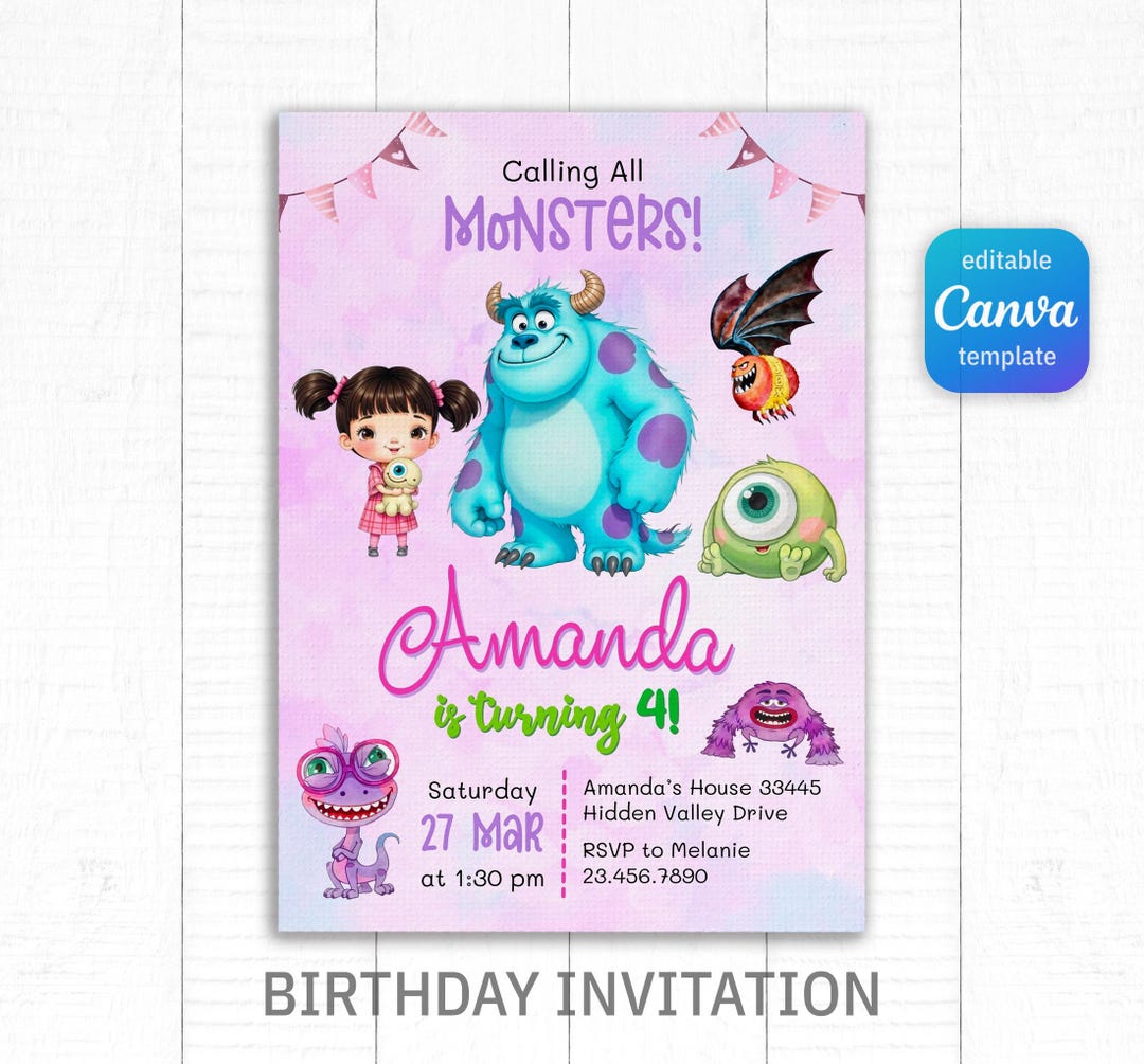 Monster Birthday Invitation, 1st Birthday Invite, Printable Monsters Monster Birthday Invitation, 1st Birthday Invite, Printable Monsters