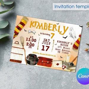 Wizard Birthday Invitation, printable Wizard Party Invite, Witches Invitation, editable Magical evite template, Magical Birthday boy girl