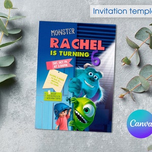Monster birthday Invitation, 1st Birthday Invite, printable Monsters University template, Editable monster inc evite halloween boo-day party