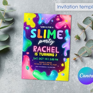 Slime Party Birthday Invitation, printale Slime Invite, editable Slime diy Party Template, glitter Slime digital Template, girl birthday