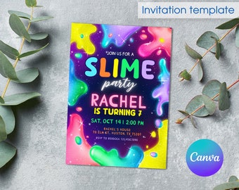 Slime Party Birthday Invitation, printale Slime Invite, editable Slime diy Party Template, glitter Slime digital Template, girl birthday