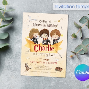Wizard Birthday Invitation, printable Wizard Party Invite, Witches Invitation, editable Magical evite template, Magical Birthday boy girl
