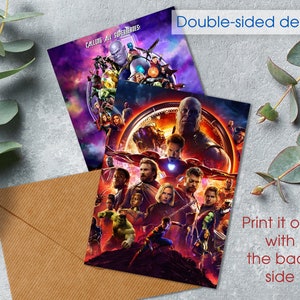 May include: Double-sided print featuring a colorful image of many superheroes from the Marvel Cinematic Universe. The front side features the text "Calling All Superheroes!" and the back side features a group of superheroes standing together.