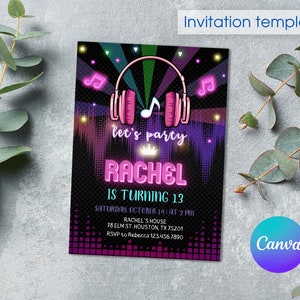 Invito di compleanno TikTok, invito tik tok, modello di invito a una festa modificabile stampabile, festa blogger, festa musicale tik-tok