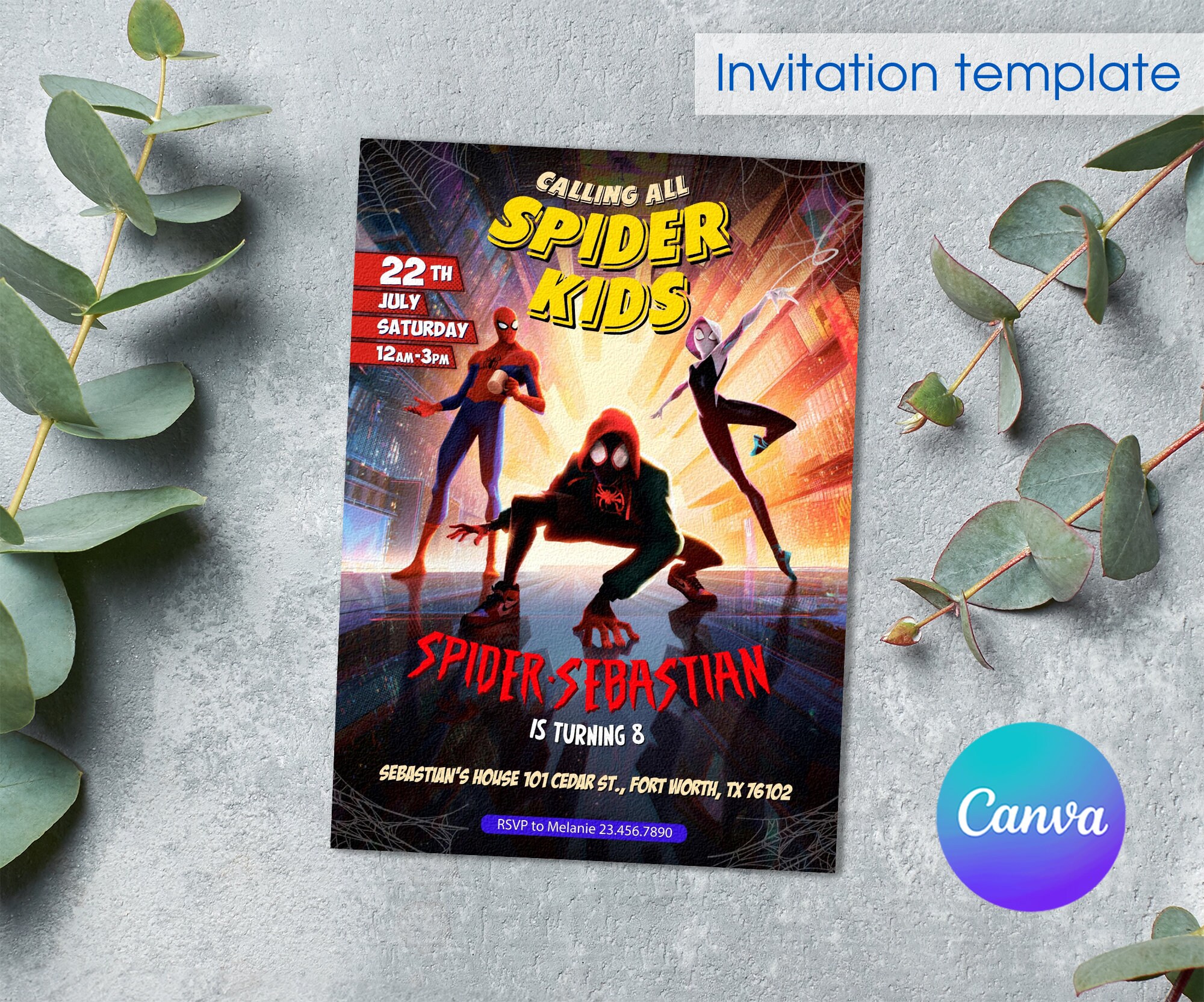 Spiderman Birthday Invitation, Comics Superhero Invite, Printable ...