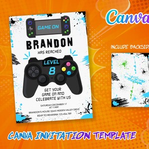 Gamer Invite, Gaming birthday Invitation, video Game invitation, editable Game player boy invite, printable party invitation