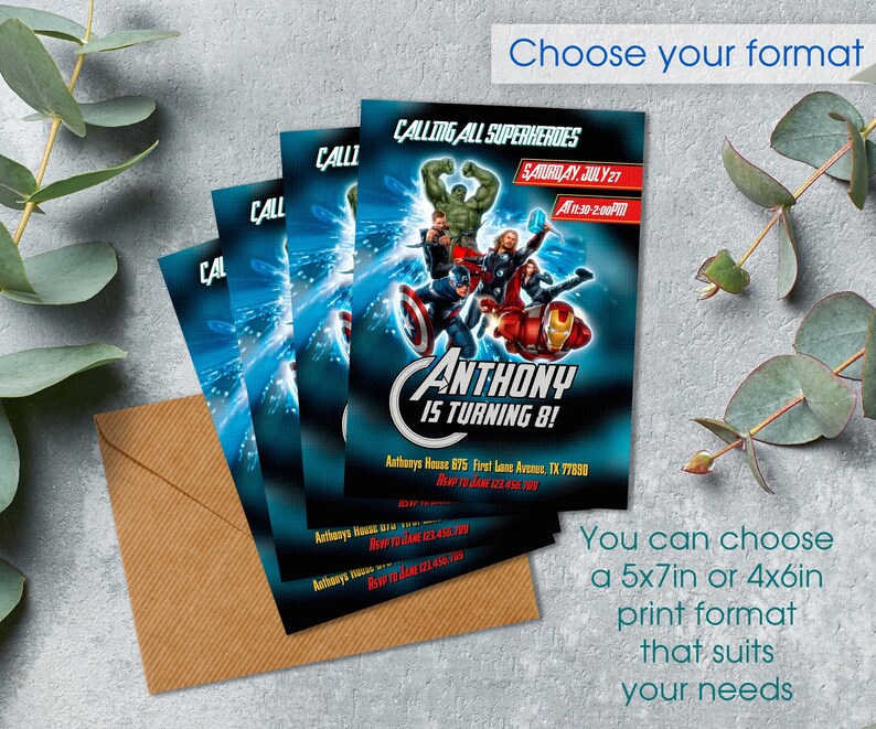 Avengers Birthday Invitation, Comics Superhero Invite, Printable ...