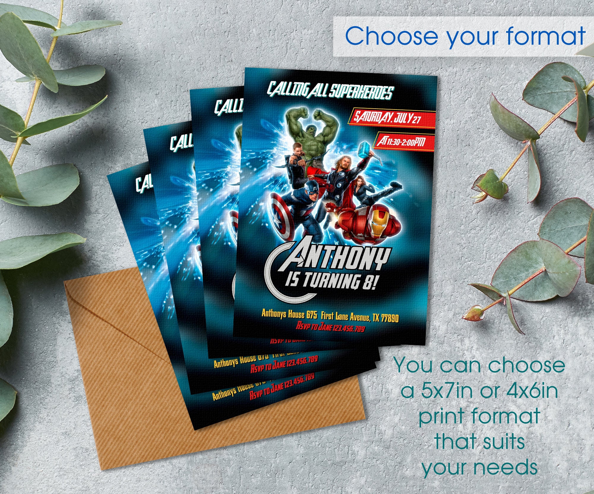 Avengers Birthday Invitation, Comics Superhero Invite, Printable ...