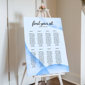 dusty blue wedding seating chart sign template