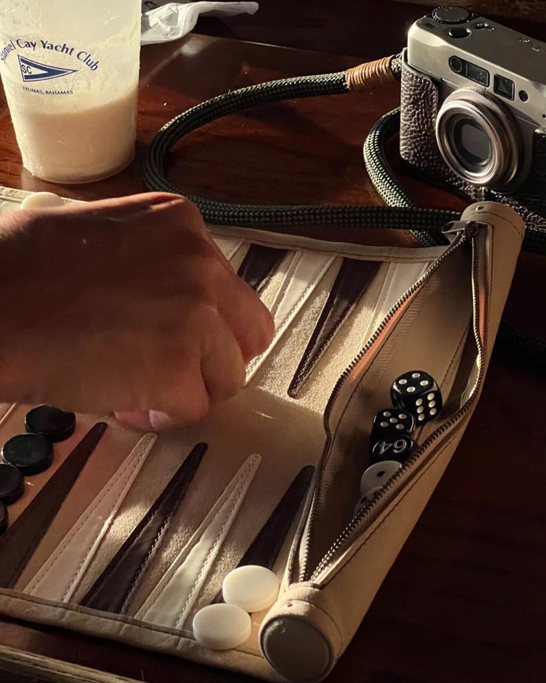 beige backgammon set