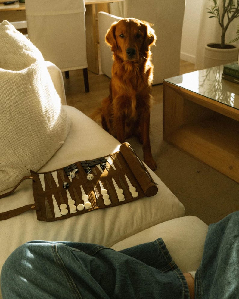 beige backgammon set