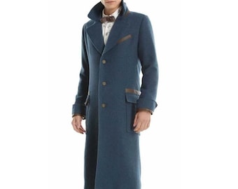 Manteau en laine bleu homme, manteau en laine bleu homme, pardessus bleu homme, manteau long en laine bleu homme, pardessus avec revers homme