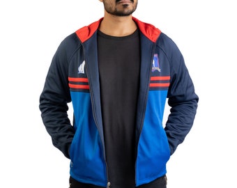 Mens Blue Tracksuit Jacket | Jason Sudekis Football Coach Jacket | Ted Lesso Jacket | Football Coach Blue Jacket for Men