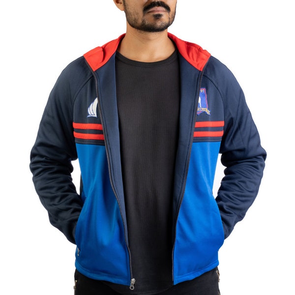 Mens Blue Tracksuit Jacket | Jason Sudekis Football Coach Jacket | Ted Lesso Jacket | Football Coach Blue Jacket for Men