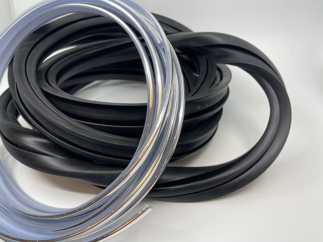 Rubber Rear Windshield Seal & Chrome Strip Fit for Bmw E30 Sedan