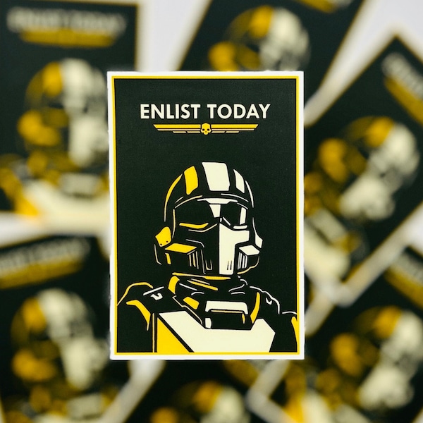 Enlist Today - Helldivers 2 Sticker - Durable Vinyl Decal - Waterproof, for Car, Truck, Laptop, Water Bottle