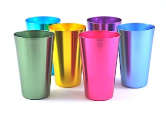 Vintage Multi Color Perma Hues Aluminum Tumblers With Caddy – Long Beach  Antique Mall