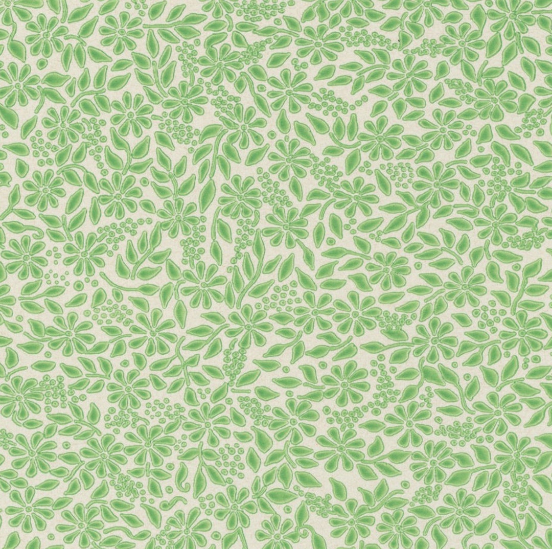 Vintage Green Floral Wrapping Paper 2 Sheets - Etsy