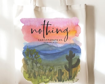 Nothing Can Separate Us Tote Bag, Romans 8:39 Scripture Tote, Christian Faith Bag, Bible Verse Tote, Religious Gift for Women, Church Bag