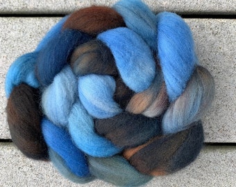 Deep Blue Sea  hand-dyed in Vermont Cormo/Targhee wool roving, combed top for felting, spinning 4oz
